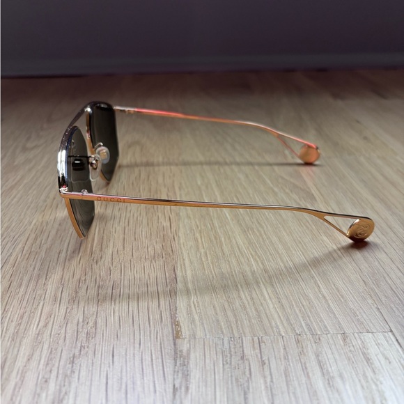 Gucci Gold Metal Frame Sunglasses with Dark Gray Lenses main image 5